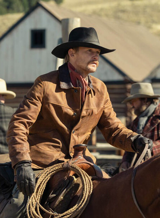 Brian Geraghty Zane Davis 1923 Brown Leather Jacket