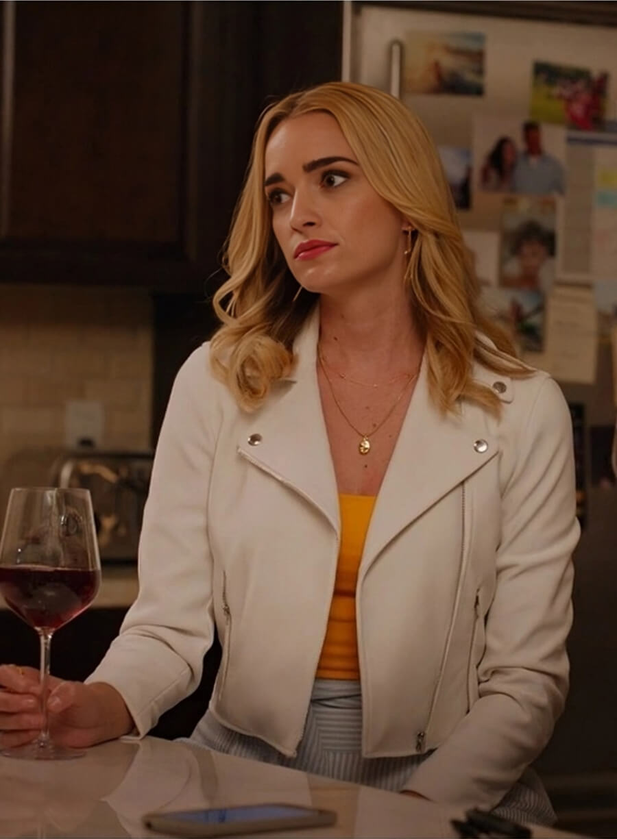 Brianne Howey Ginny & Georgia Miller White Leather Jacket