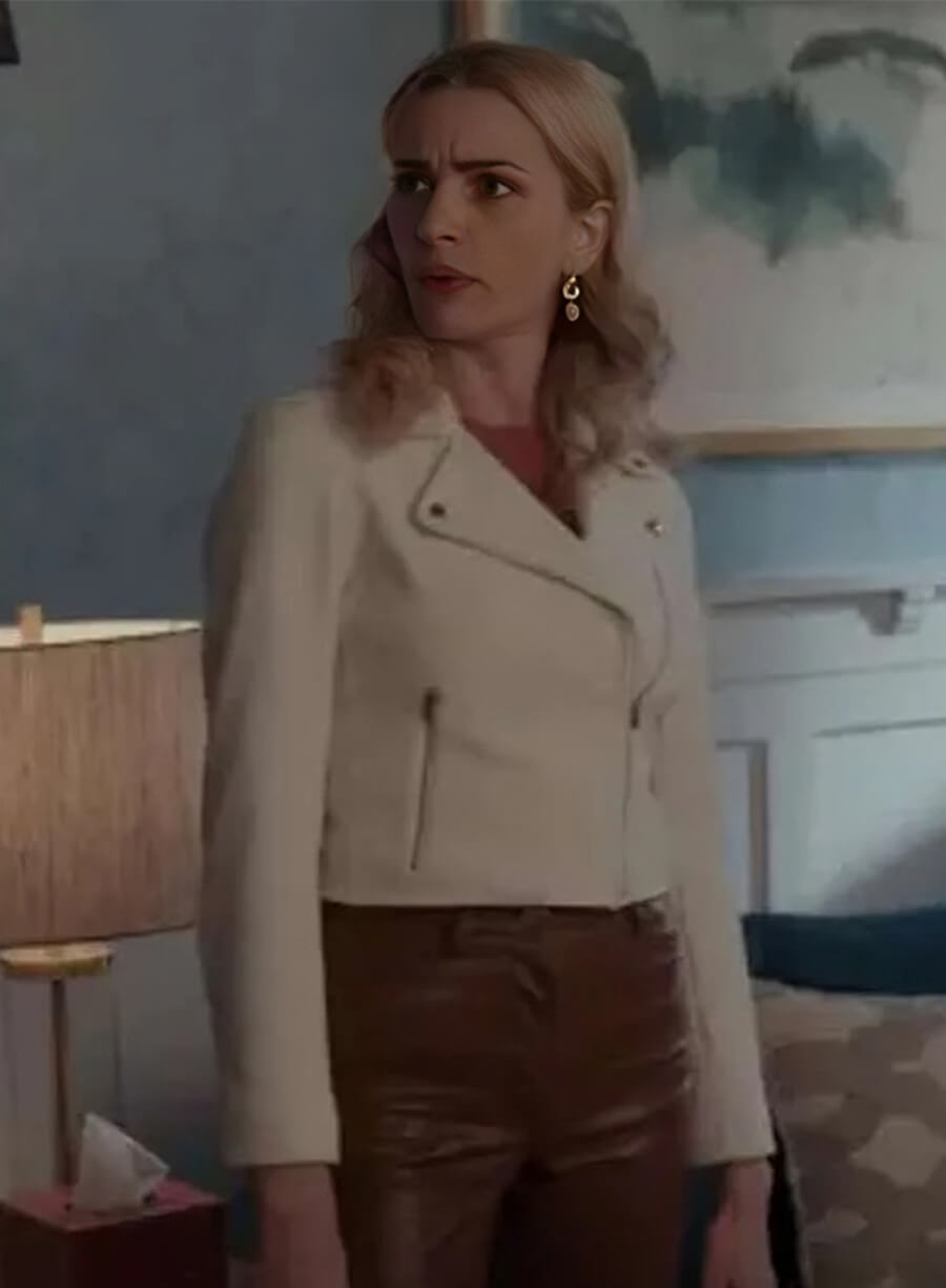 Brianne Howey Ginny & Georgia Miller White Leather Jacket