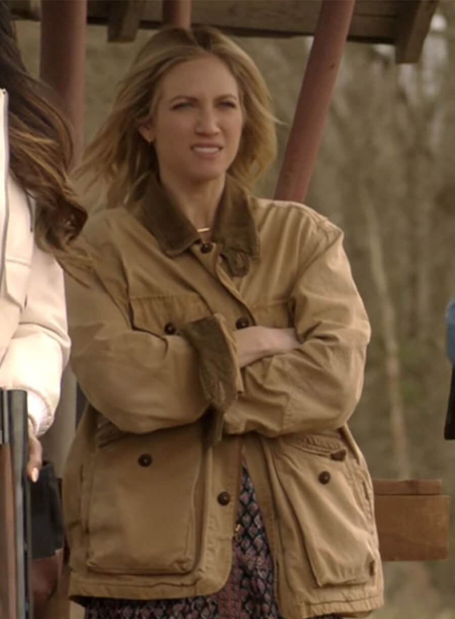Brittany Snow The Hunting Wives Sophie O'Neil Brown Cotton Jacket