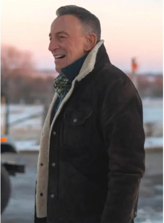 Bruce Springsteen Brown Shearling Suede Jacket