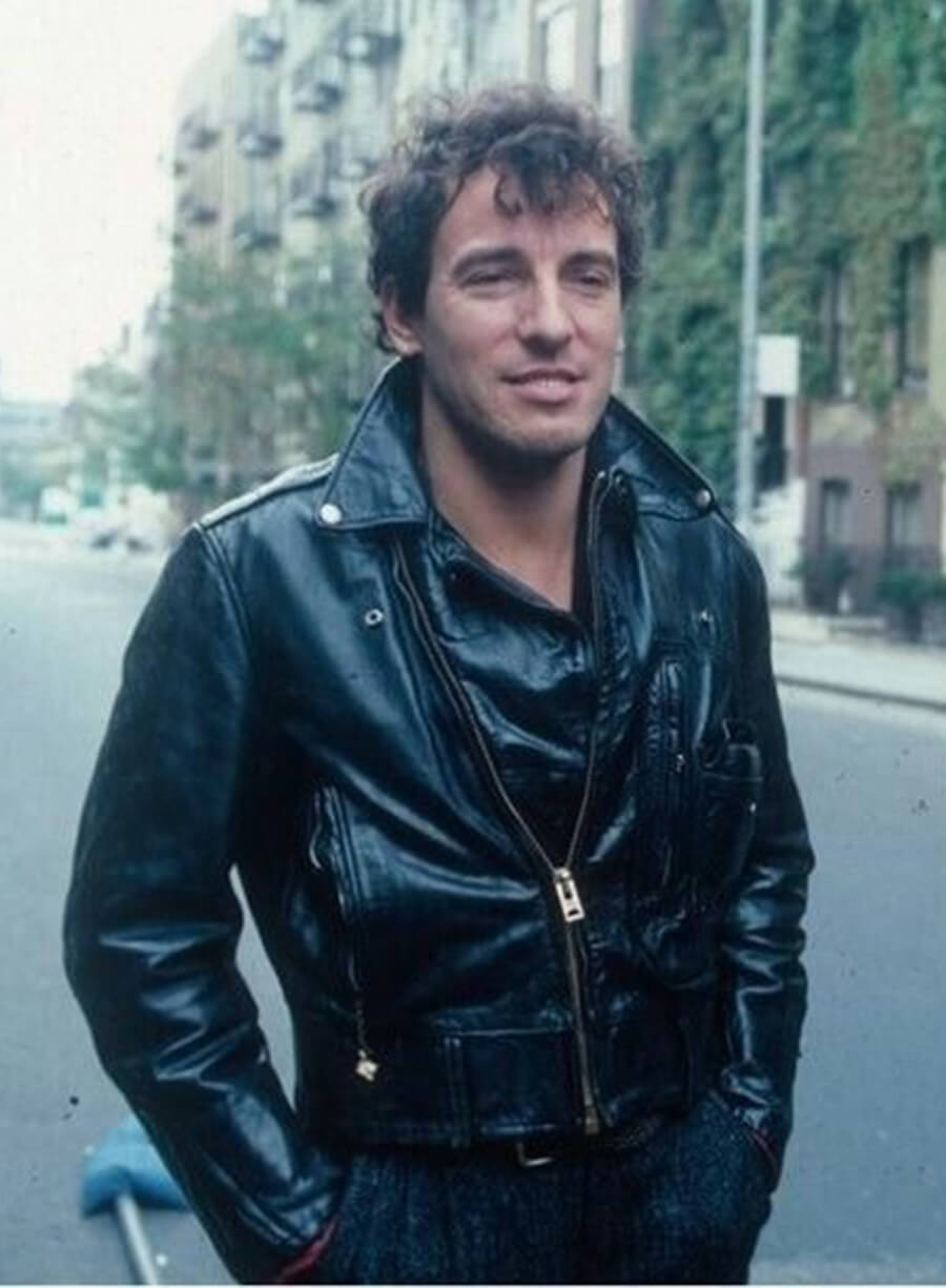 Bruce Springsteen Style  Black Motorcycle Leather Jacket