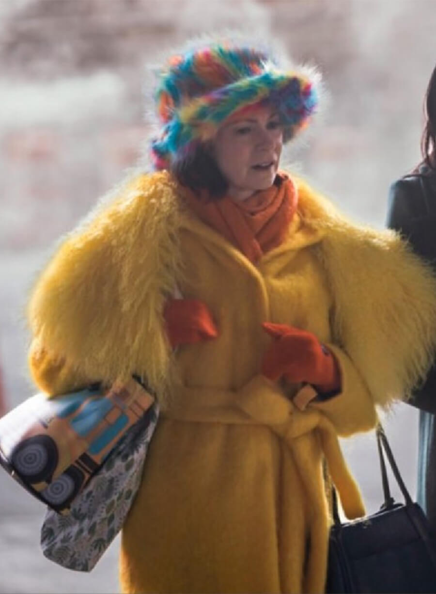 Carrie Preston Elsbeth Tascioni Fur Yellow Coat