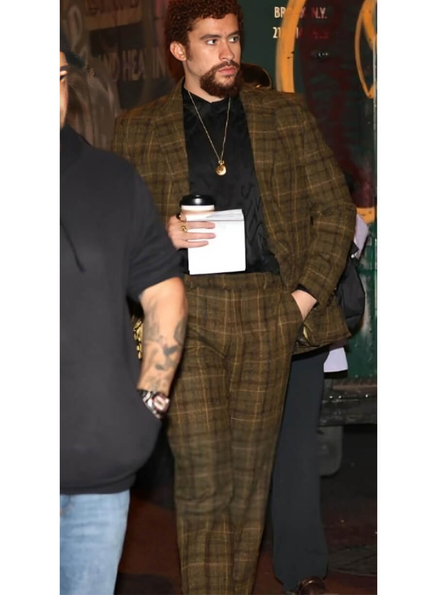 Caught Stealing Bad Bunny Calorado Brown Checkered Blazer Suit