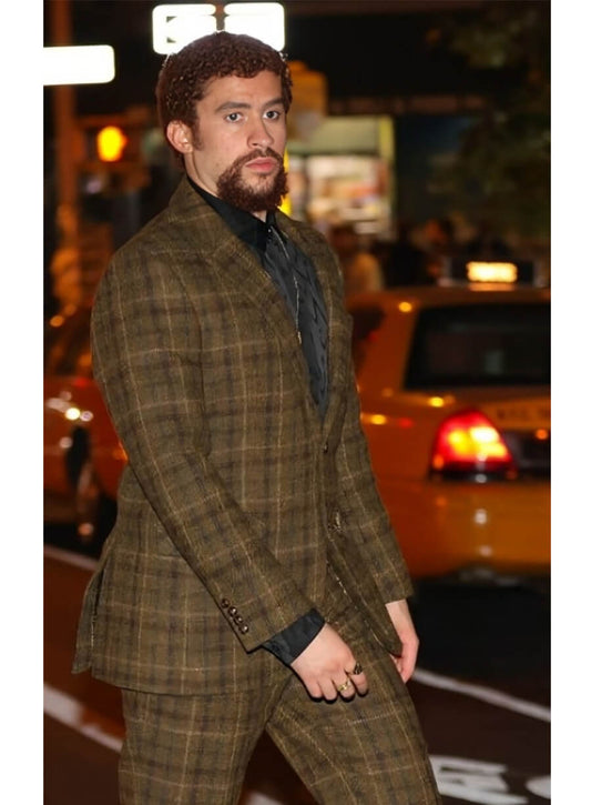 Caught Stealing Bad Bunny Calorado Brown Checkered Blazer Suit