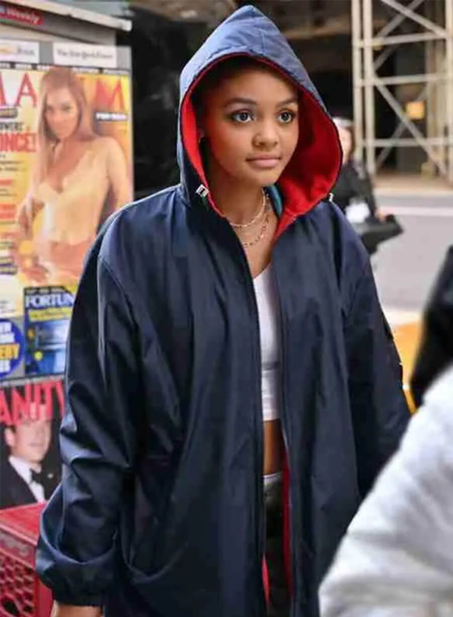 Celeste O’Connor Madame Web Mattie Franklin Blue Hooded Coat