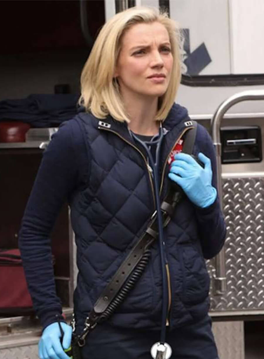 Chicago Fire S12 Sylvie Brett Blue Quilted Vest