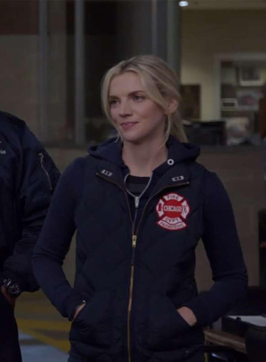 Chicago Fire S12 Sylvie Brett Blue Quilted Vest