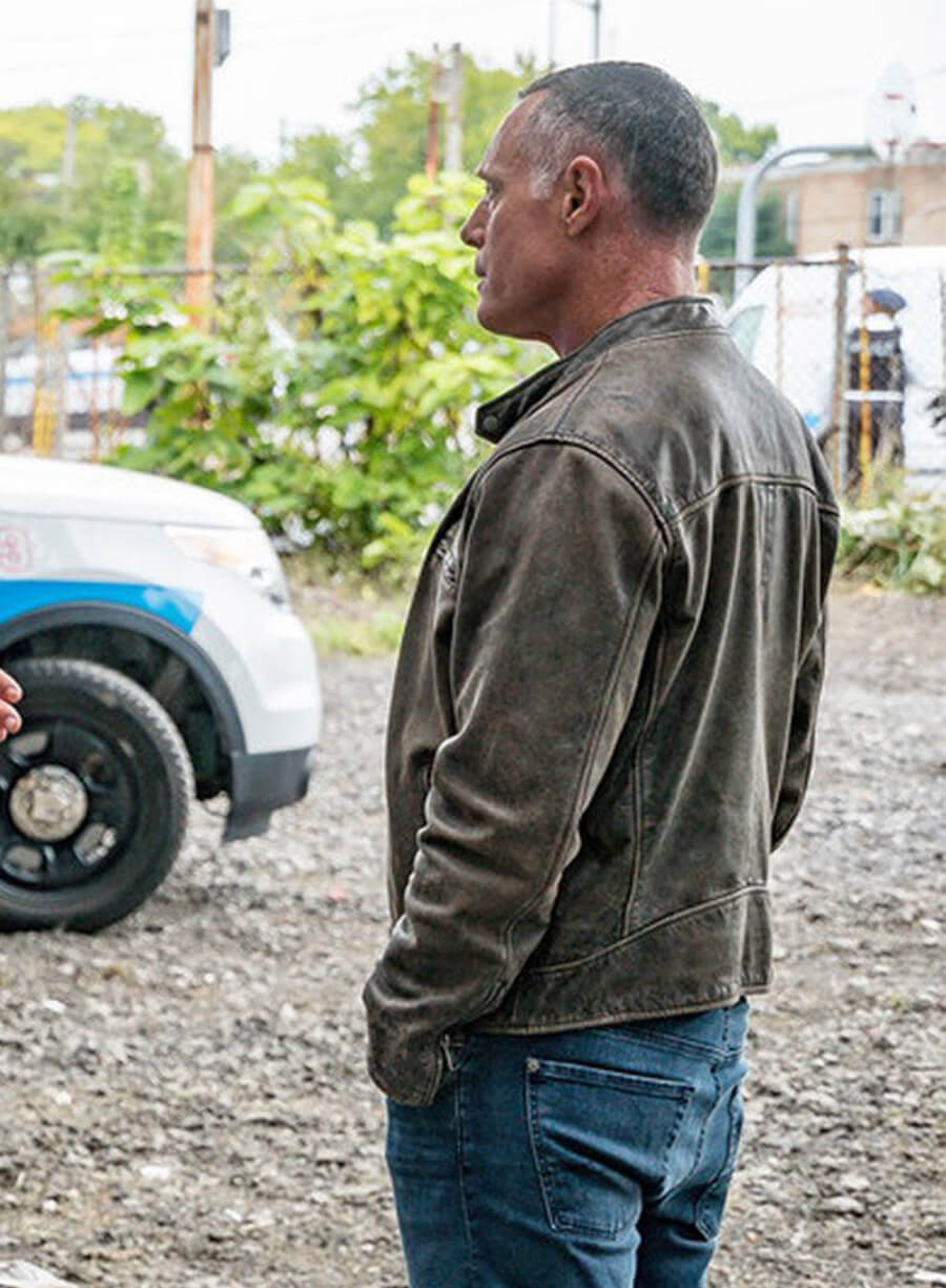 Chicago P.D. Jason Beghe Hank Brown Distressed Leather Jacket