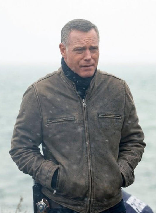 Chicago P.D. Jason Beghe Hank Brown Distressed Leather Jacket