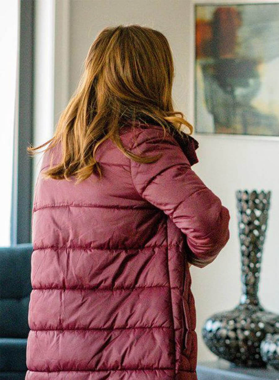 Chicago P.D. Marina Squerciati Kim Burgess Maroon Puffer Jacket