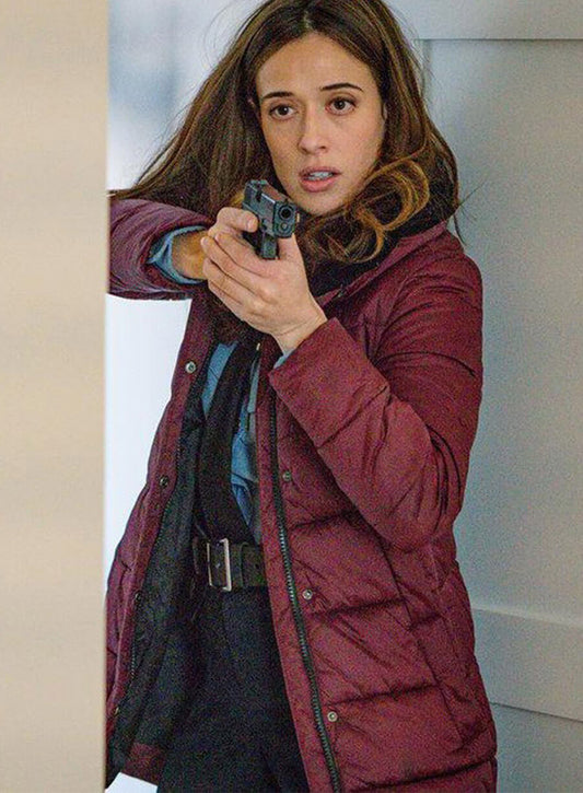 Chicago P.D. Marina Squerciati Kim Burgess Maroon Puffer Jacket