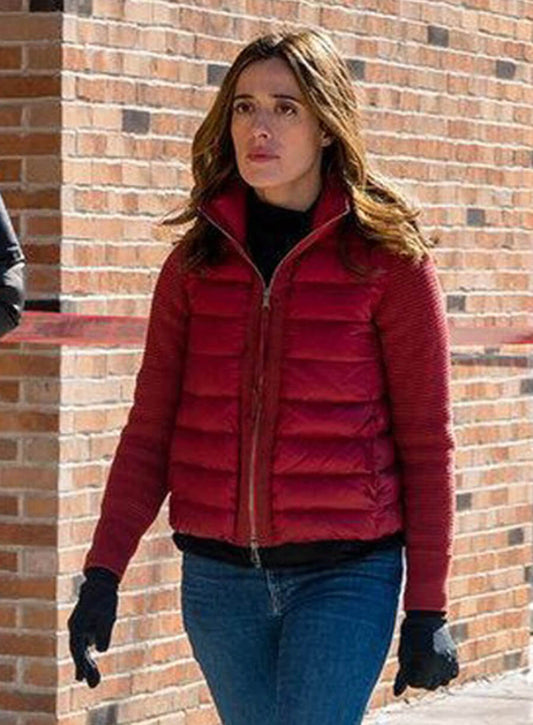 Chicago P.D. Marina Squerciati Kim Burgess Red Puffer Jacket