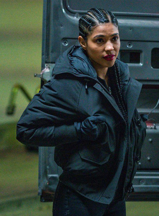 Chicago P.D. S07 Lisseth Chavez Vanessa Rojas Black Hooded Jacket