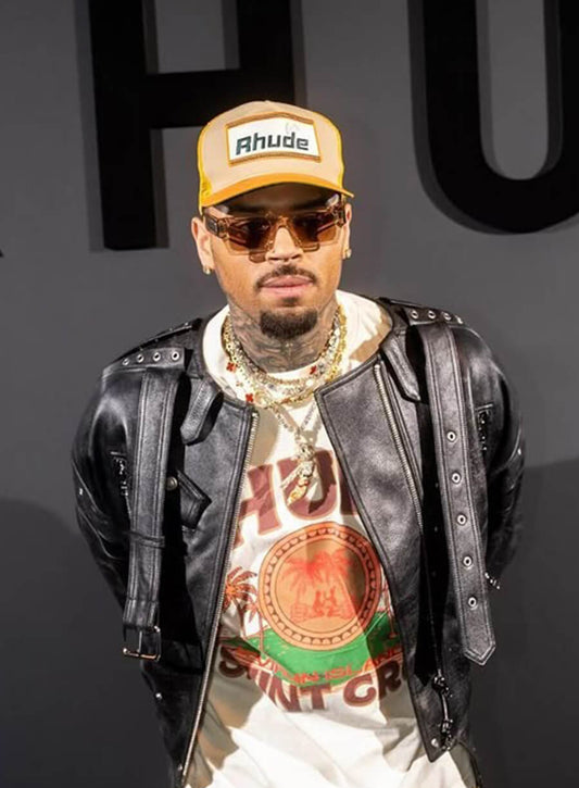 Chris Brown Belted Leather Jacket