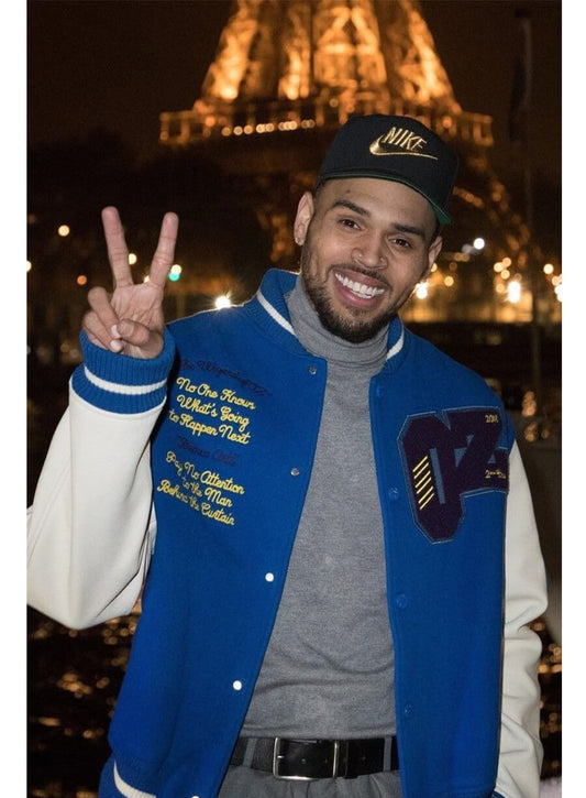 Chris Brown Blue Varsity Jacket