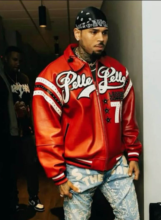Chris Brown Red Leather Jacket