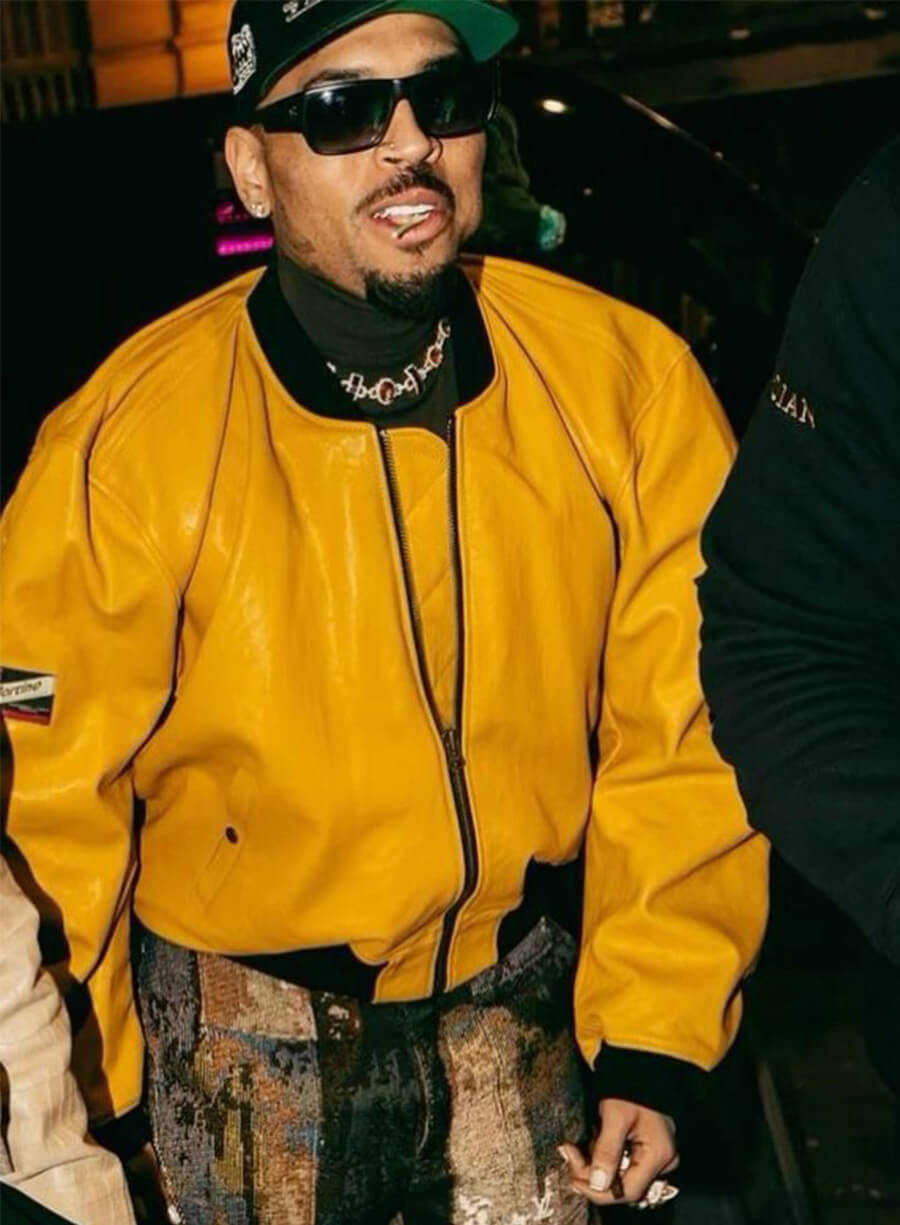 Chris Brown Yellow Leather Jacket