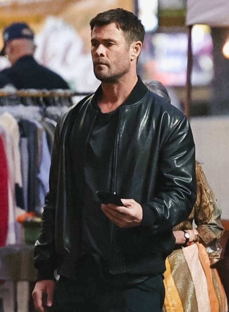 Chris Hemsworth Crime 101 Mike James Davis Leather Jacket