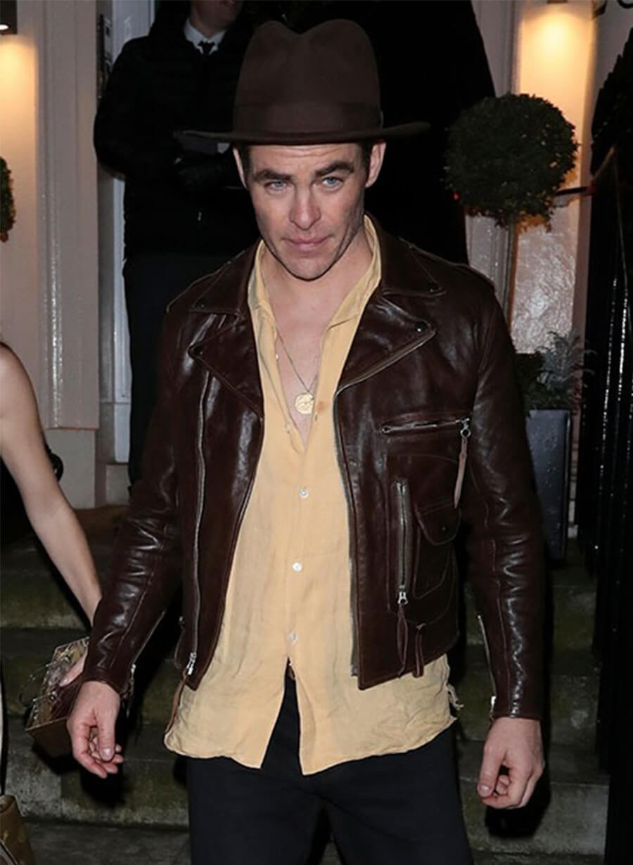 Chris Pine Leather Brown Jacket
