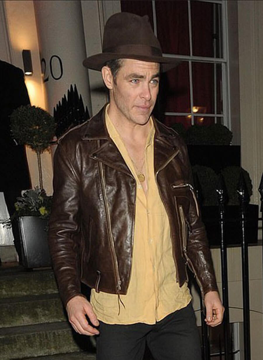 Chris Pine Leather Brown Jacket