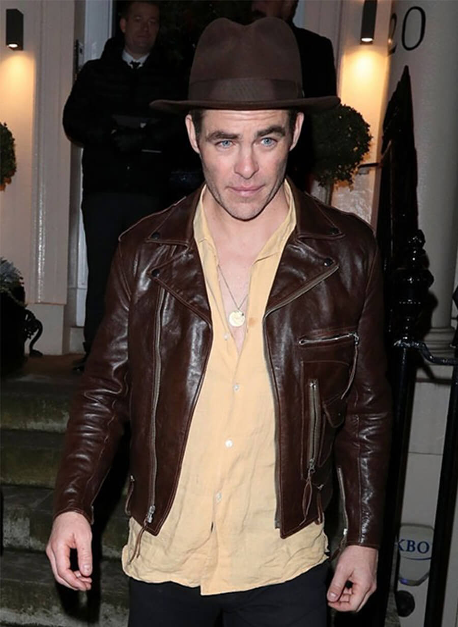 Chris Pine Leather Brown Jacket
