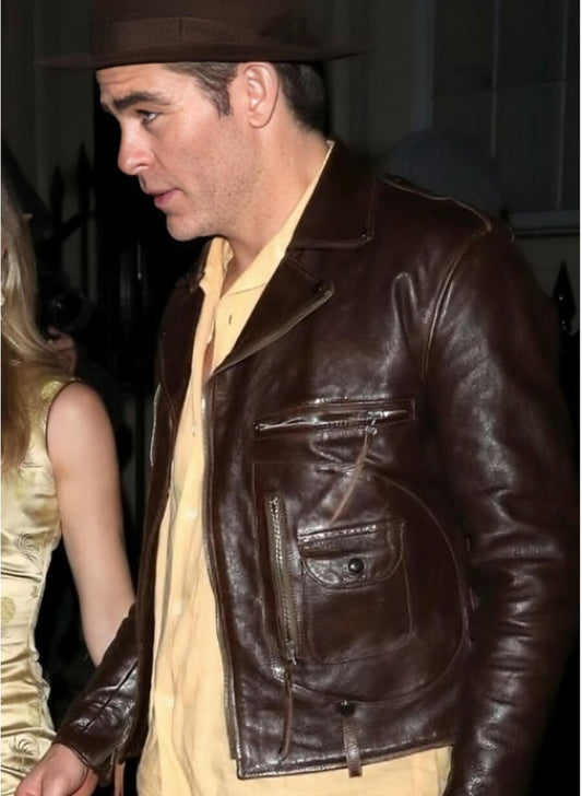 Chris Pine Leather Brown Jacket