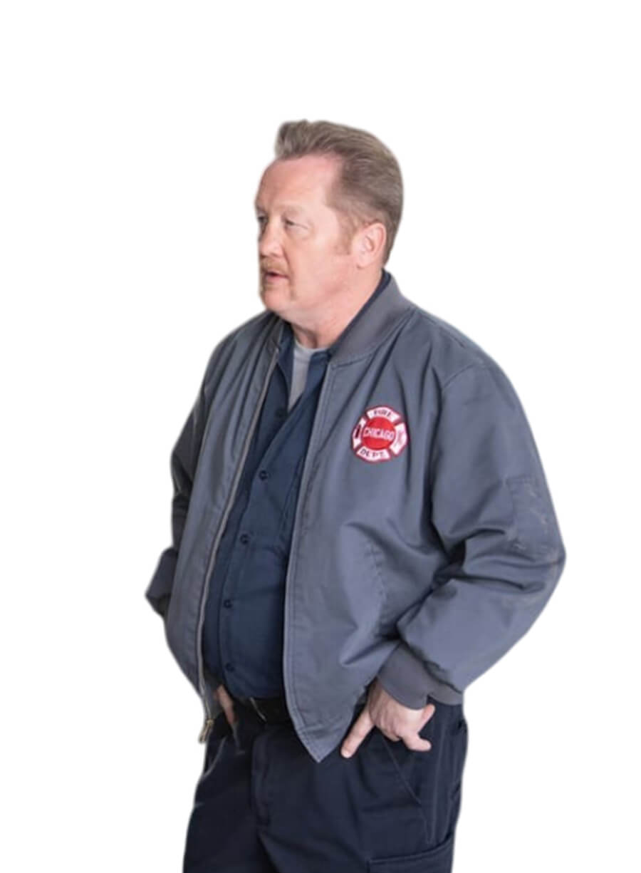 Christian Stolte Mouch Chicago Fire Grey Bomber Jacket