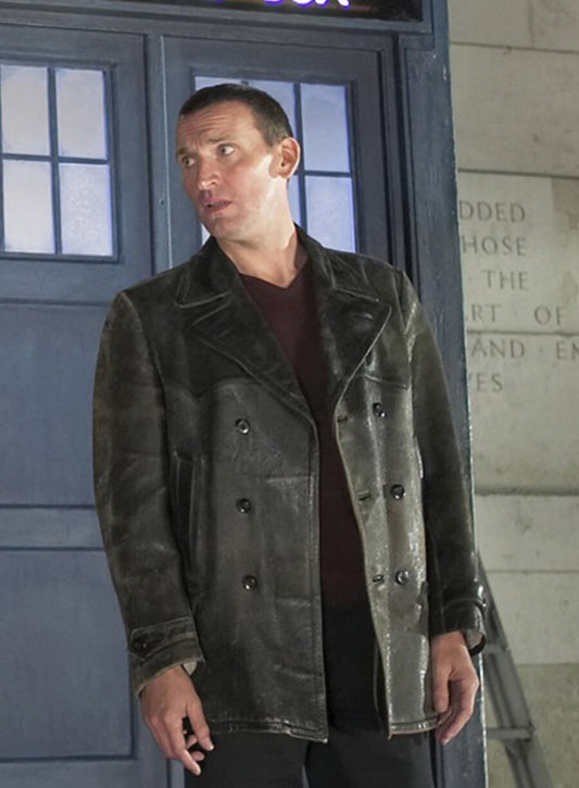 Christopher Eccleston Doctor Who Black Leather Coat 