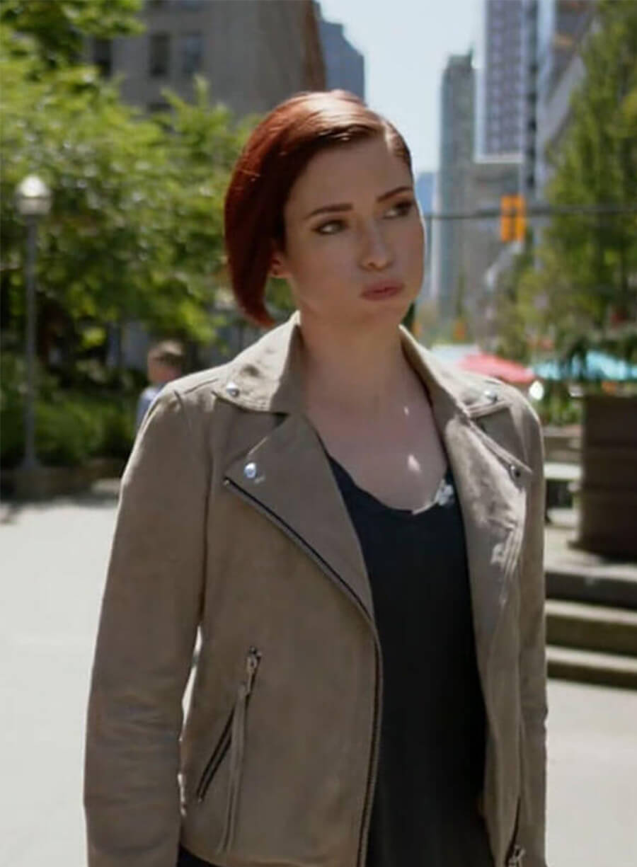 Chyler Leigh Supergirl 2026 Alex Danvers Beige Biker jacket