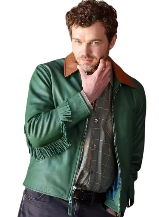 Cocaine Bear Alden Ehrenreich Eddie Green Leather Fringe Jacket