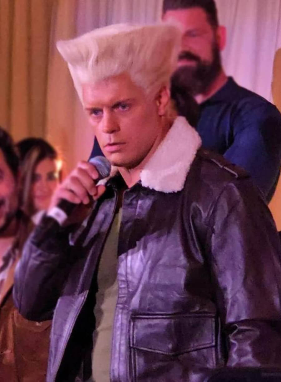 Cody Rhodes Street Fighter 2026  Guile Leather Fur Jacket