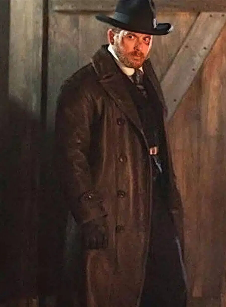 Cole Hauser Yellowstone Black Leather Trench Coat