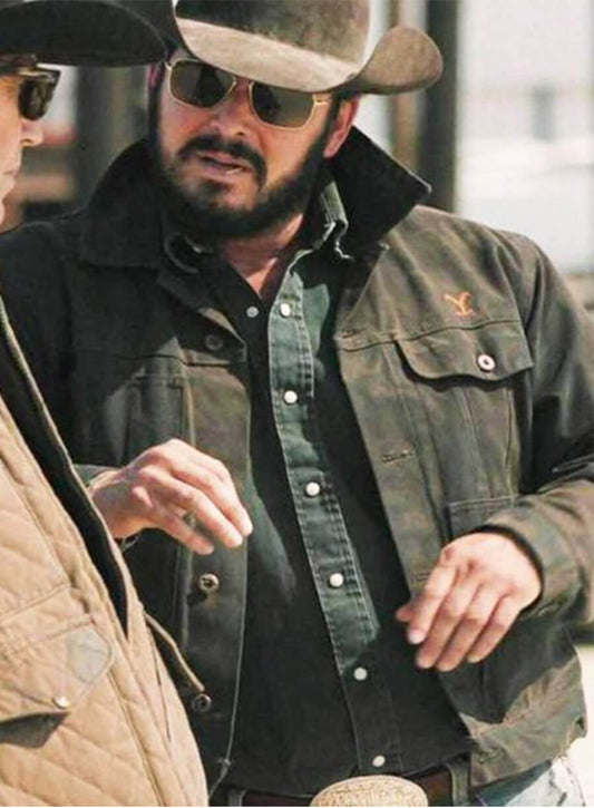 Cole Hauser Yellowstone RIP Wheeler Black Cotton Jacket