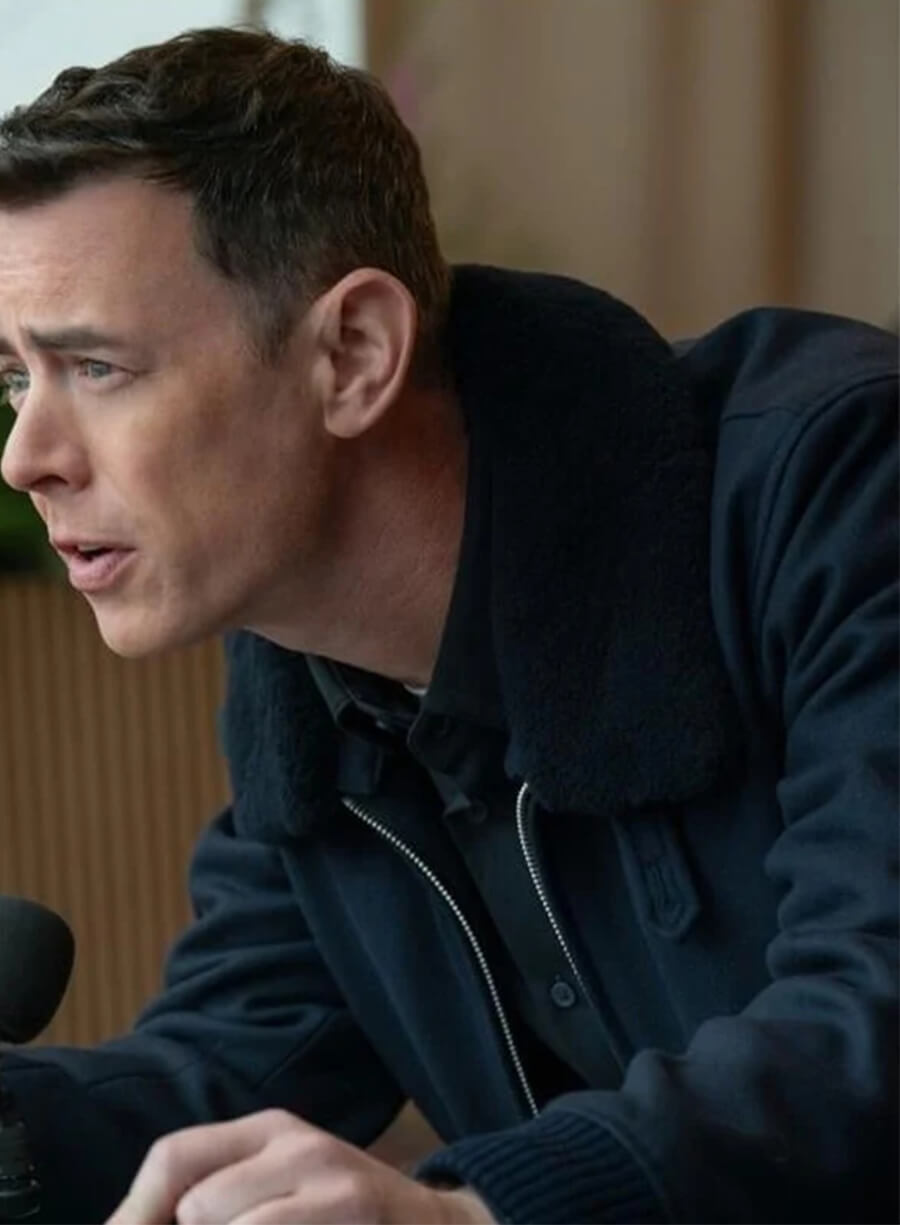 Colin Hanks Silo S03 Per Stensen Shearling Wool Jacket