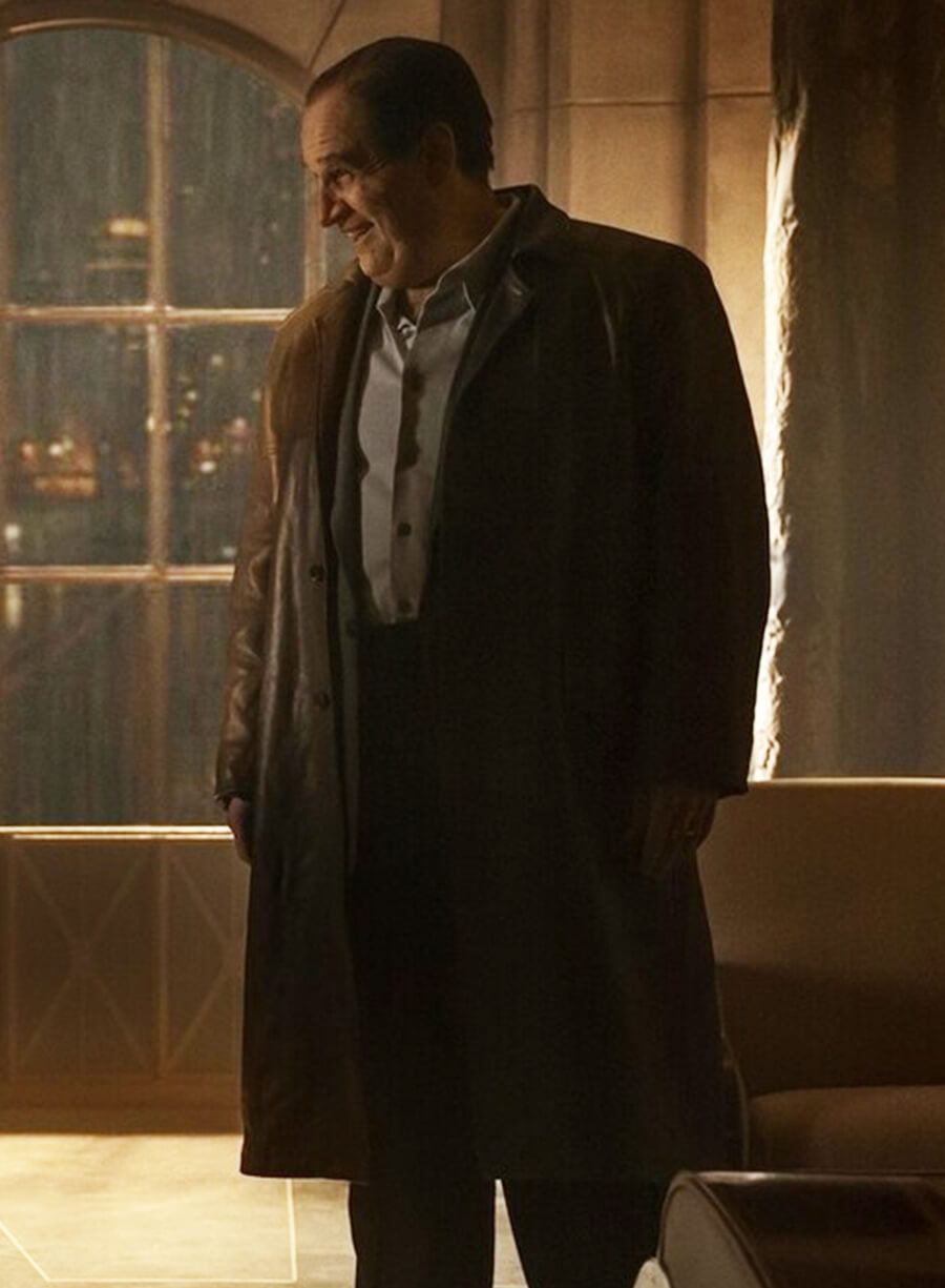 Collin Farrell The Penguin Oswald Cobblepot Brown Leather Coat