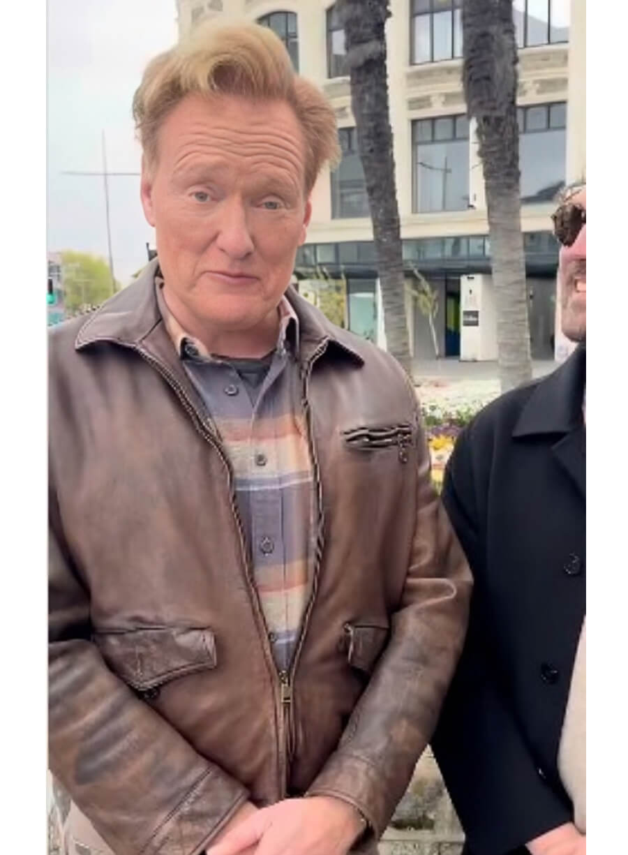 Conan O'Brien Brown Distressed Leather Jacket 