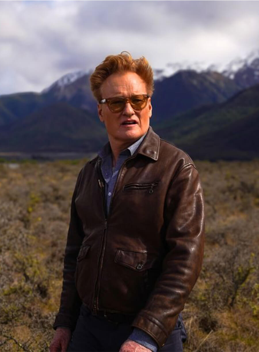 Conan O'Brien Brown Distressed Leather Jacket 
