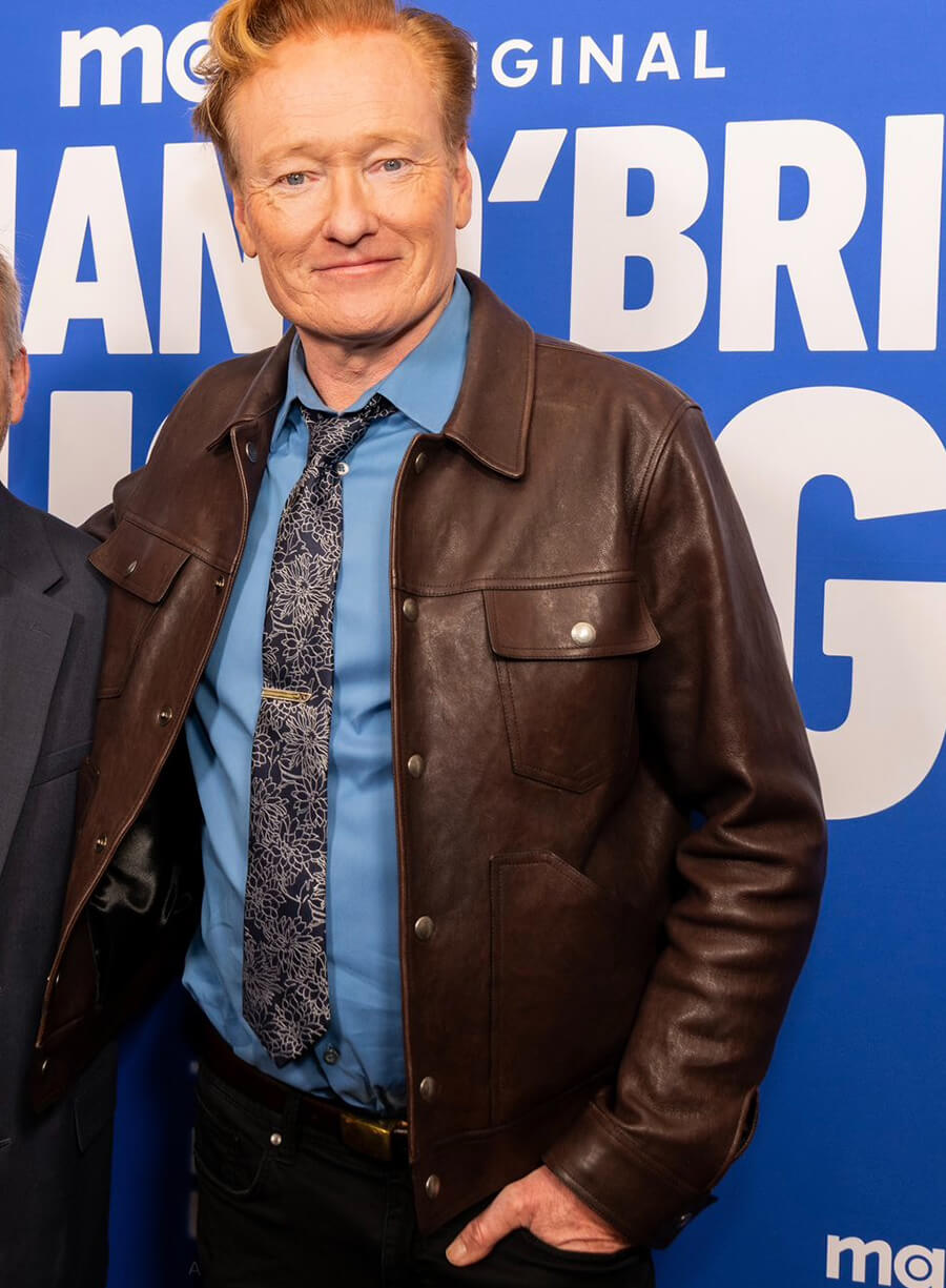 Conan O'Brien Premiere Event Brown Leather Jacket