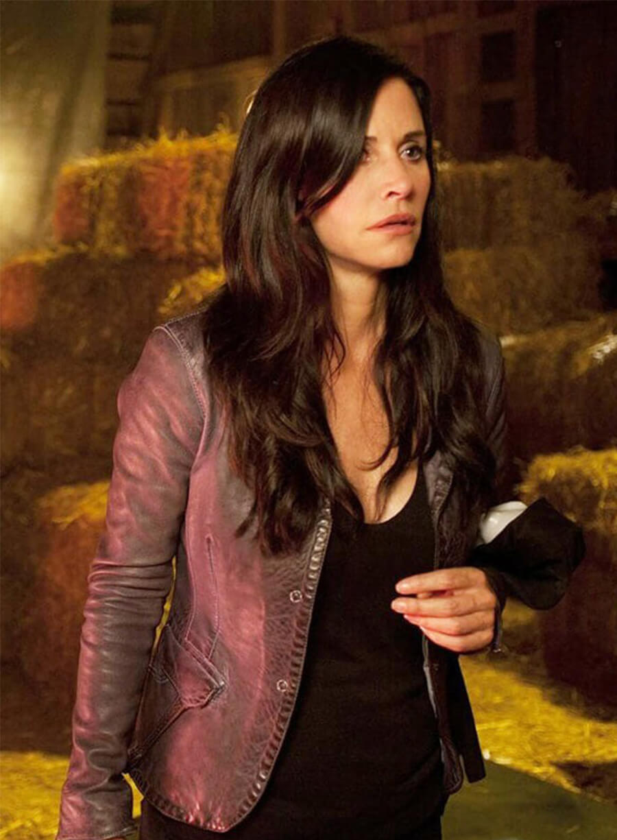 Courtneey Cox Scream 4 Gale Weathers Grey Leather Jacket