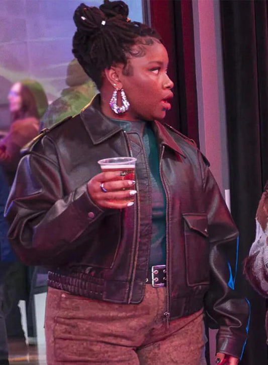 Courtney Taylor Abbott Elementary S04 Erika Leather Jacket