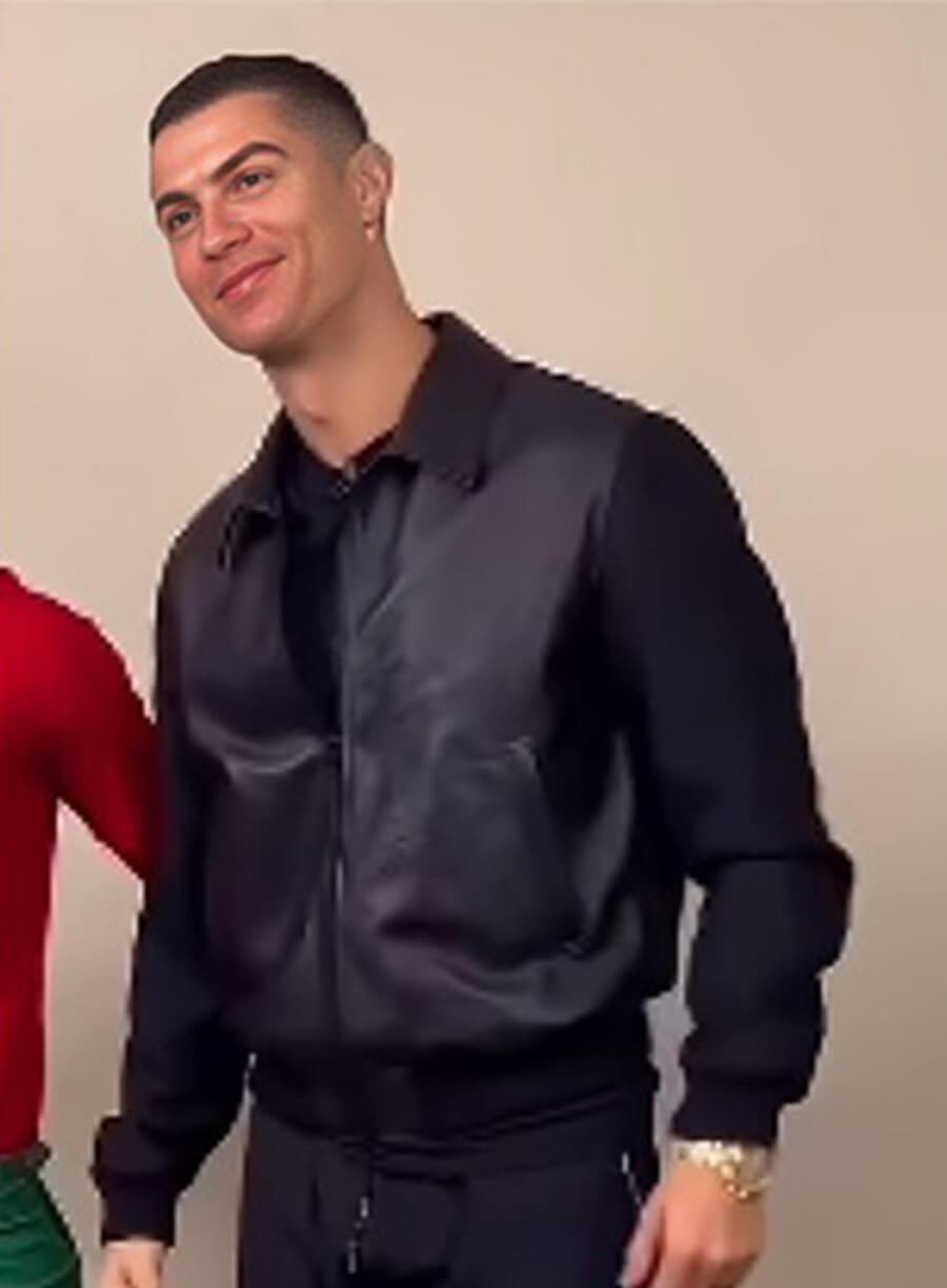 Cristiano Ronaldo Leather Black Jacket