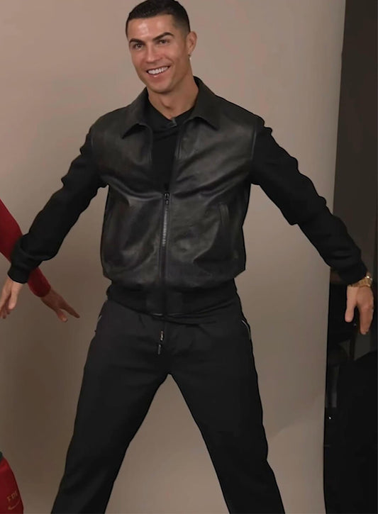 Cristiano Ronaldo Leather Black Jacket
