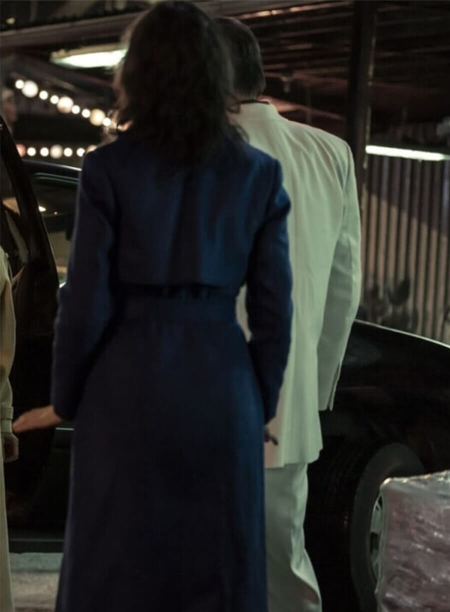 Cristin Milioti The Penguin Sofia falcone Blue Wool Coat