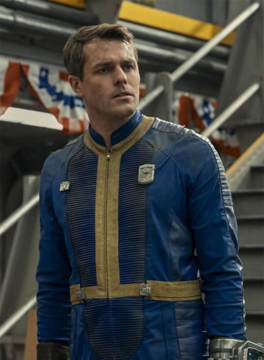 Dave Register Fallout 2024 Chet Blue Leather Jacket Costume