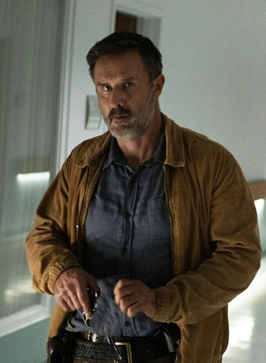 David Arquette Scream 2022 Dewey Riley Brown Jacket