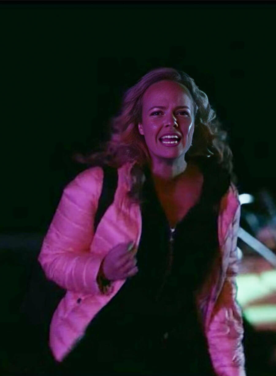  Deadloch Katie Robertson Vanessa Latham Pink Puffer Jacket