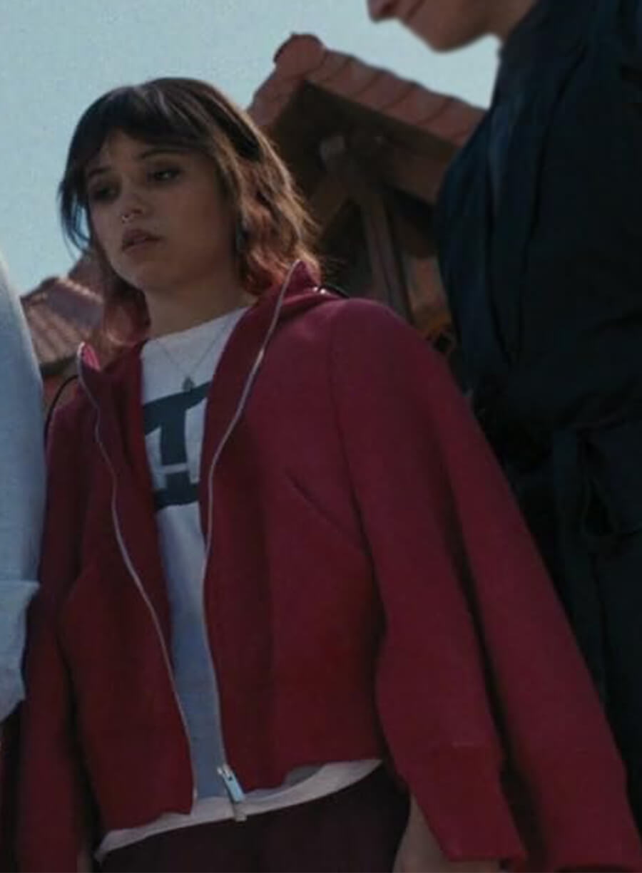 Death of a Unicorn 2025 Jenna Ortega Ridley Red Zipper Hoodie 
