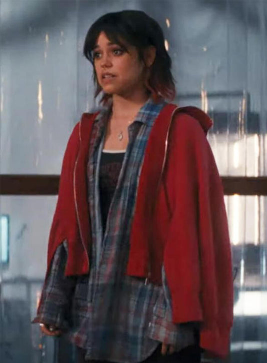 Death of a Unicorn 2025 Jenna Ortega Ridley Red Zipper Hoodie 