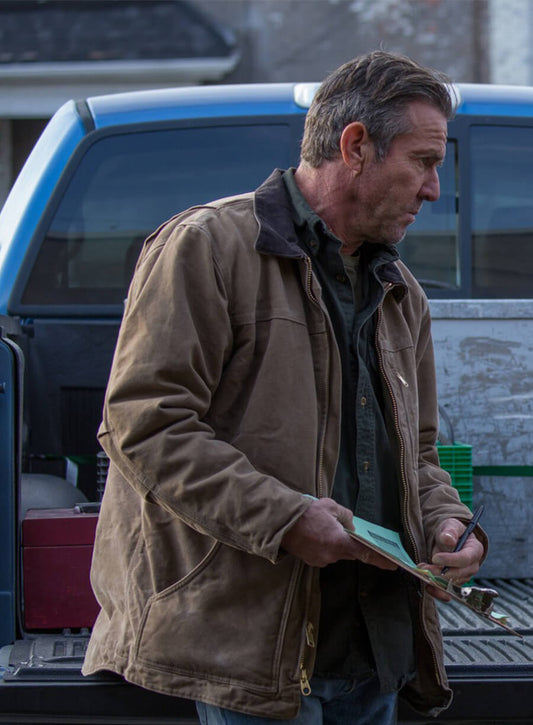 Dennis Quaid Kin Hal Solinski Brown Trucker Jacket 